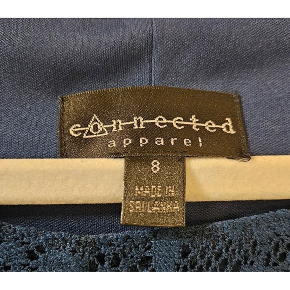 Women's Dark Teal Navy Blue Sleeveless Dress Lace Overlay, Size 8, New With Tags - Picture 3 of 9